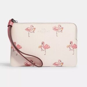 🦩 Cute Coach Wristlet with flamingos! 🦩